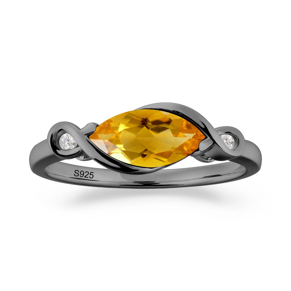 Teardrop Citrine Infinity Knot Ring - LUO Jewelry #metal_black finish sterling silver