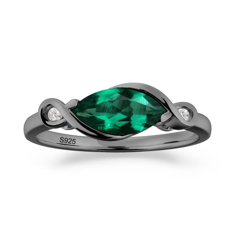 Teardrop Emerald Infinity Knot Ring - LUO Jewelry #metal_black finish sterling silver