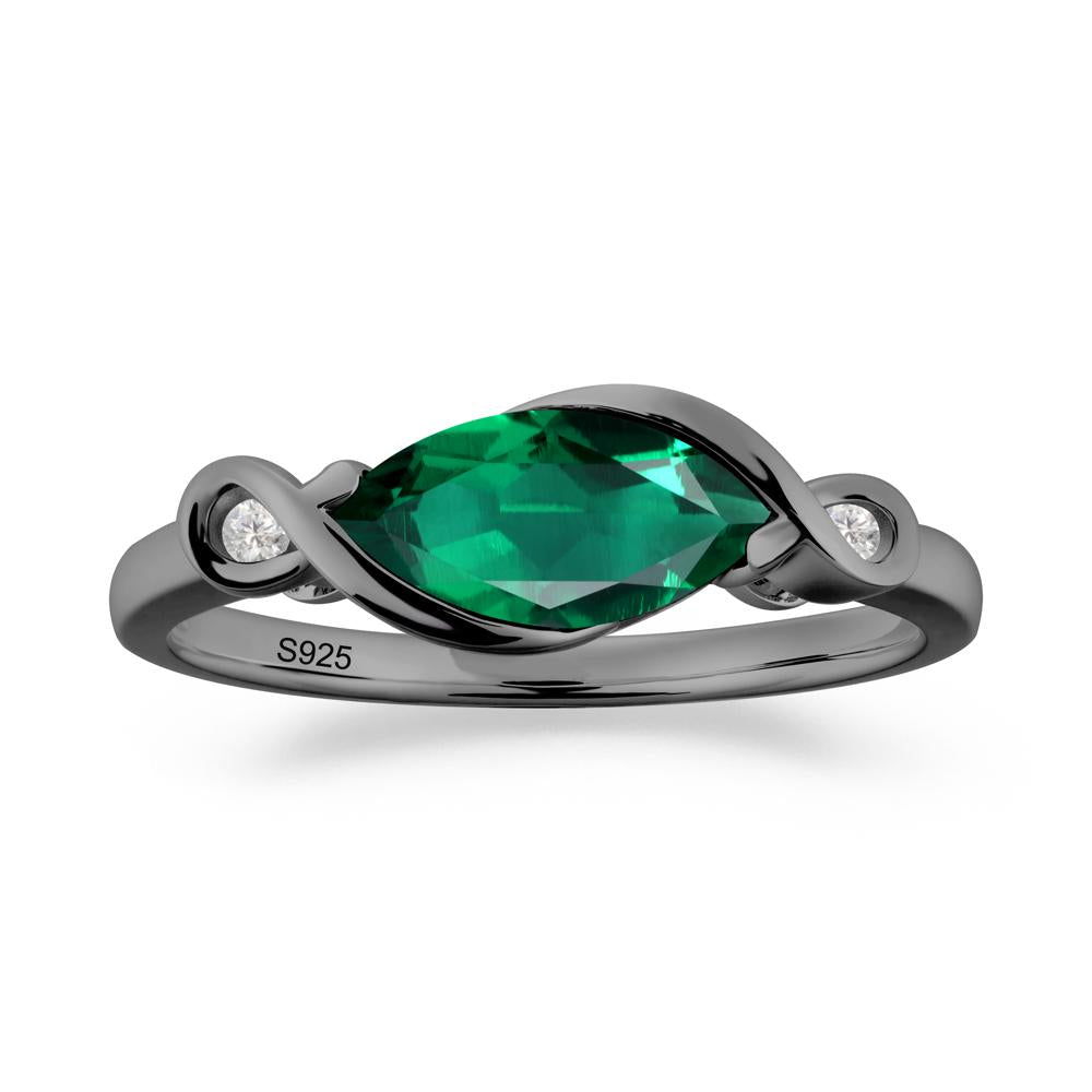 Teardrop Emerald Infinity Knot Ring - LUO Jewelry #metal_black finish sterling silver