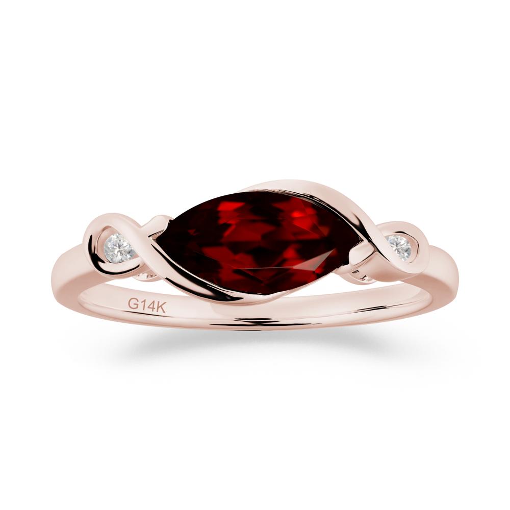 Teardrop Garnet Pave Bow Ring - LUO Jewelry #metal_14k rose gold