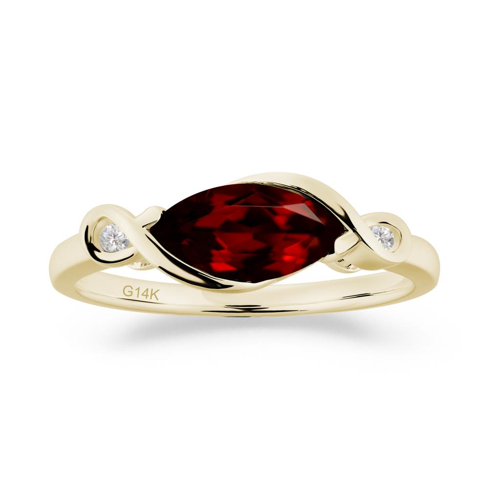 Teardrop Garnet Pave Bow Ring - LUO Jewelry #metal_14k yellow gold
