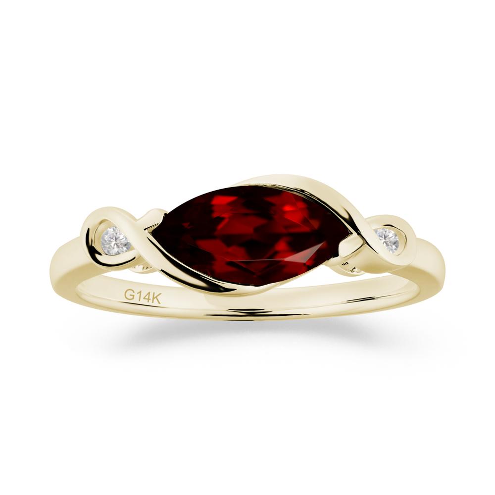 Teardrop Garnet Pave Bow Ring - LUO Jewelry #metal_14k yellow gold