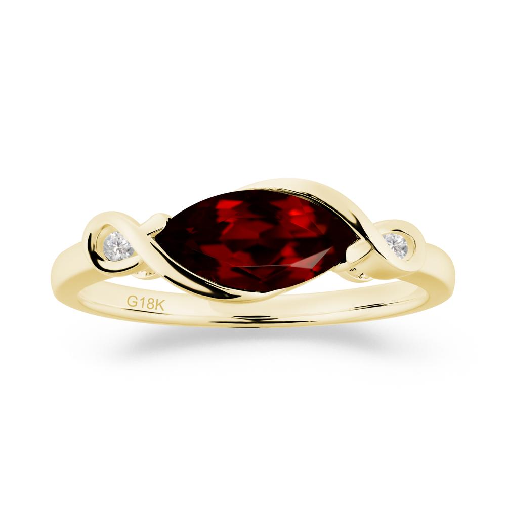 Teardrop Garnet Pave Bow Ring - LUO Jewelry #metal_18k yellow gold