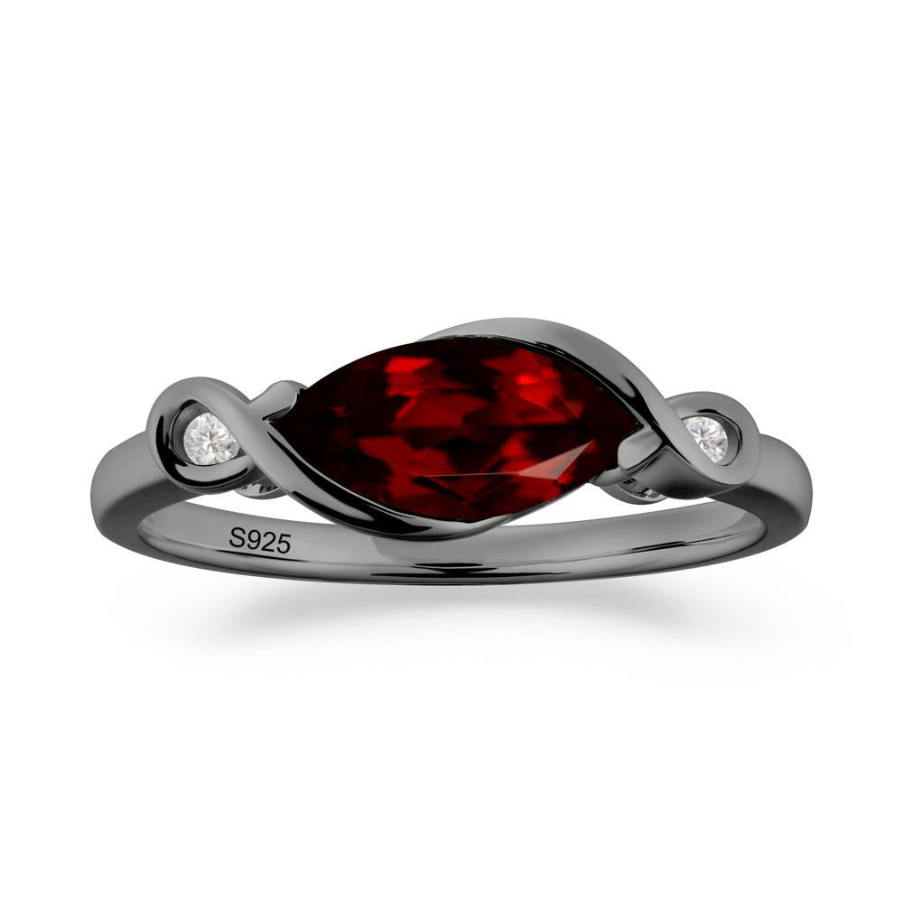 Teardrop Garnet Pave Bow Ring - LUO Jewelry #metal_black finish sterling silver