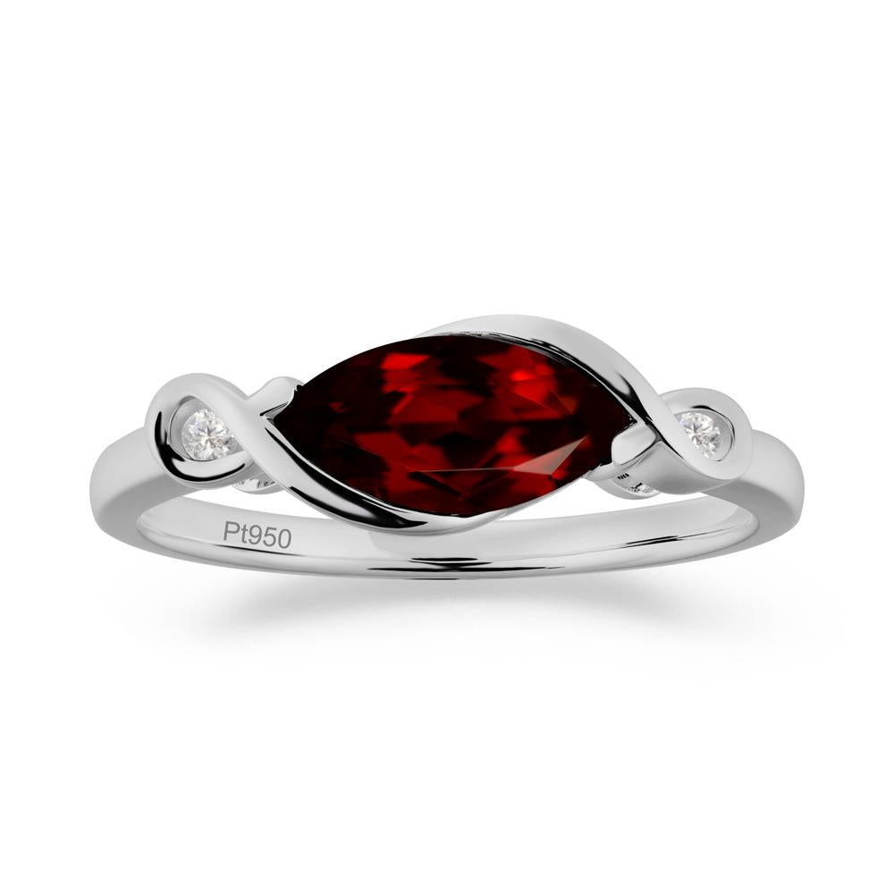 Teardrop Garnet Pave Bow Ring - LUO Jewelry #metal_platinum