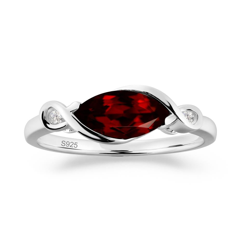 Teardrop Garnet Pave Bow Ring - LUO Jewelry #metal_sterling silver