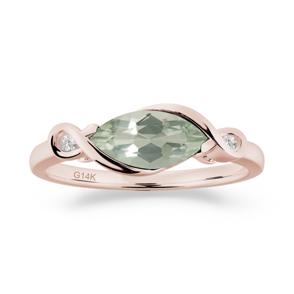 Teardrop Green Amethyst Pave Bow Ring - LUO Jewelry #metal_14k rose gold