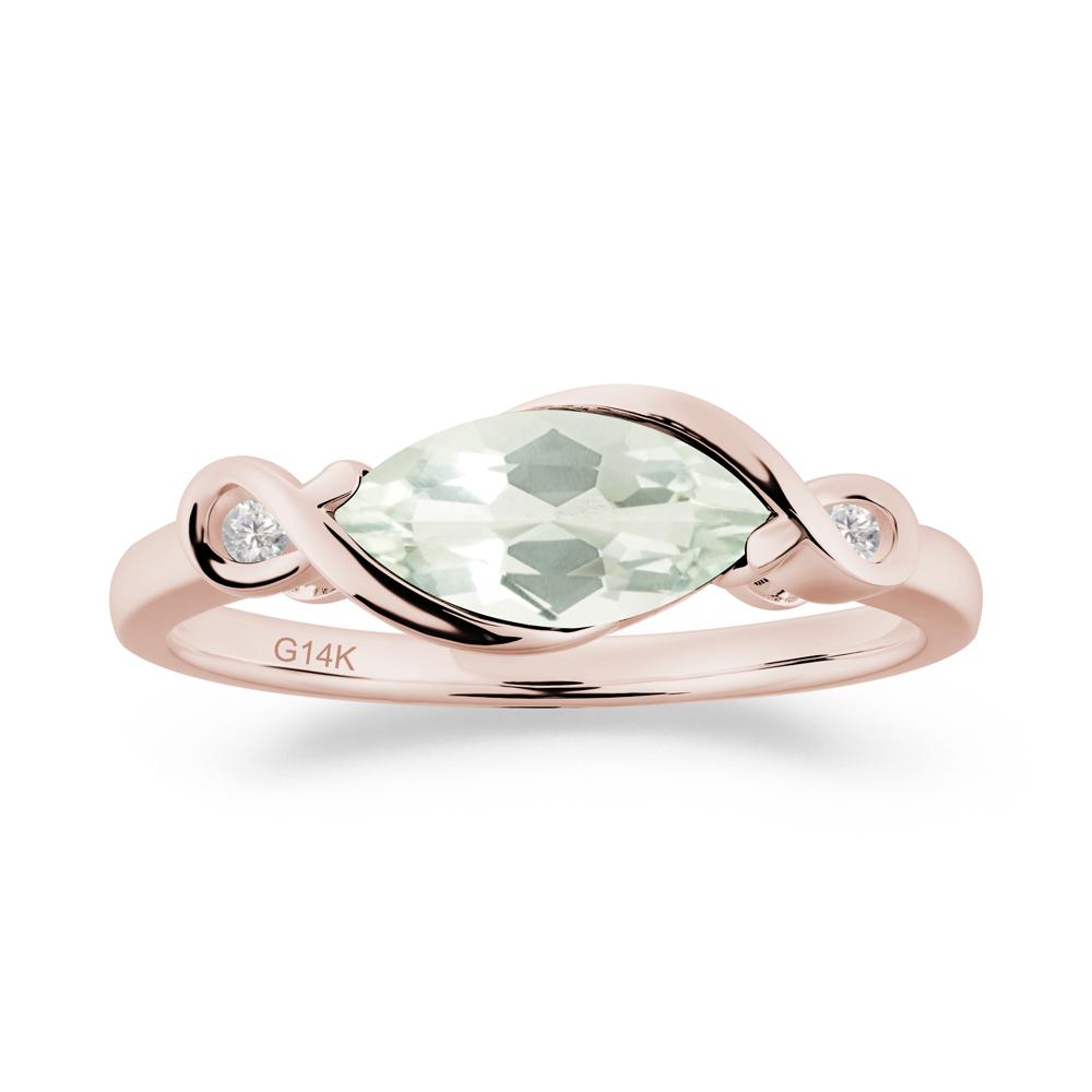 Teardrop Green Amethyst Pave Bow Ring - LUO Jewelry #metal_14k rose gold
