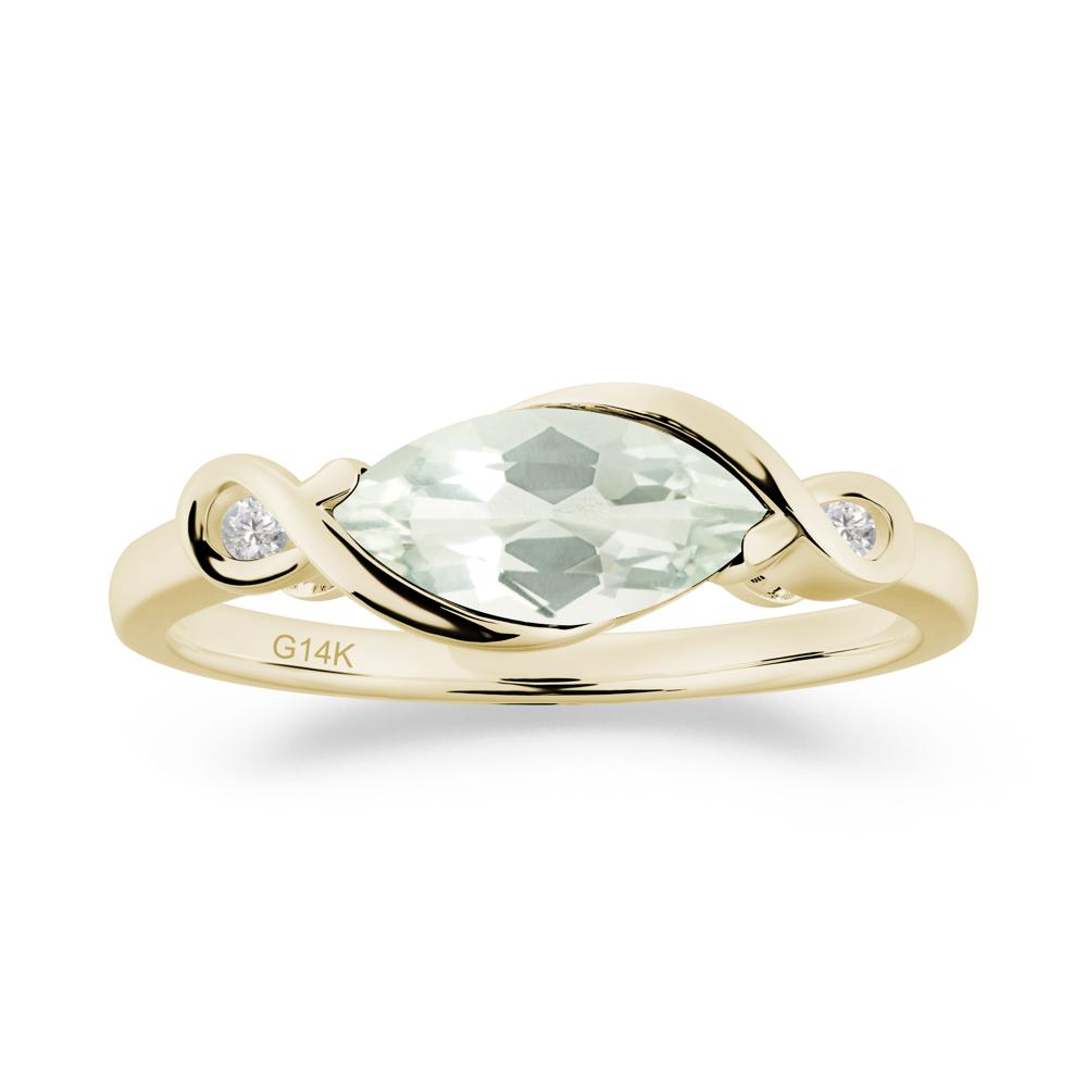 Teardrop Green Amethyst Pave Bow Ring - LUO Jewelry #metal_14k yellow gold