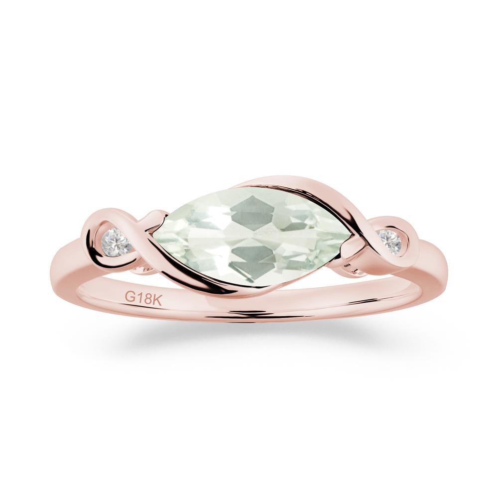 Teardrop Green Amethyst Pave Bow Ring - LUO Jewelry #metal_18k rose gold