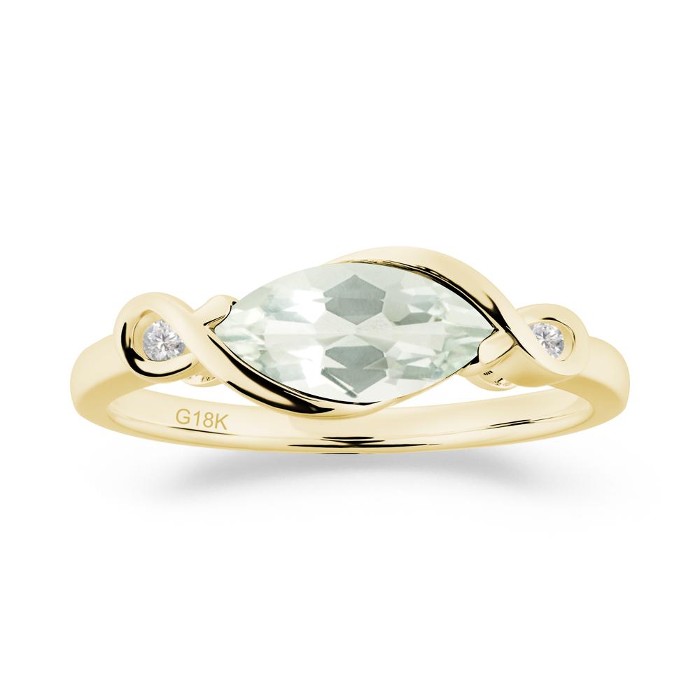 Teardrop Green Amethyst Pave Bow Ring - LUO Jewelry #metal_18k yellow gold
