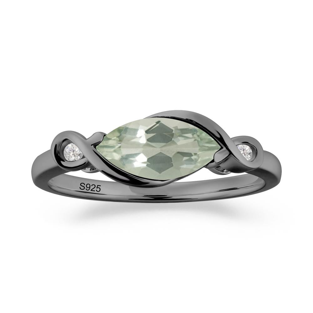 Teardrop Green Amethyst Pave Bow Ring - LUO Jewelry #metal_black finish sterling silver