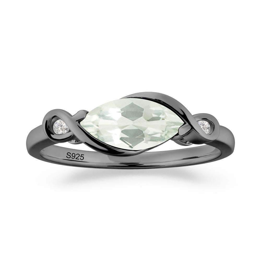 Teardrop Green Amethyst Pave Bow Ring - LUO Jewelry #metal_black finish sterling silver