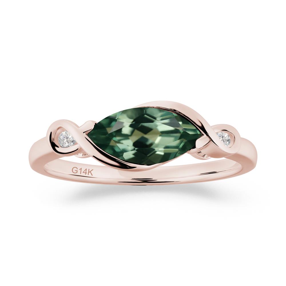 Teardrop Green Sapphire Infinity Knot Ring - LUO Jewelry #metal_14k rose gold