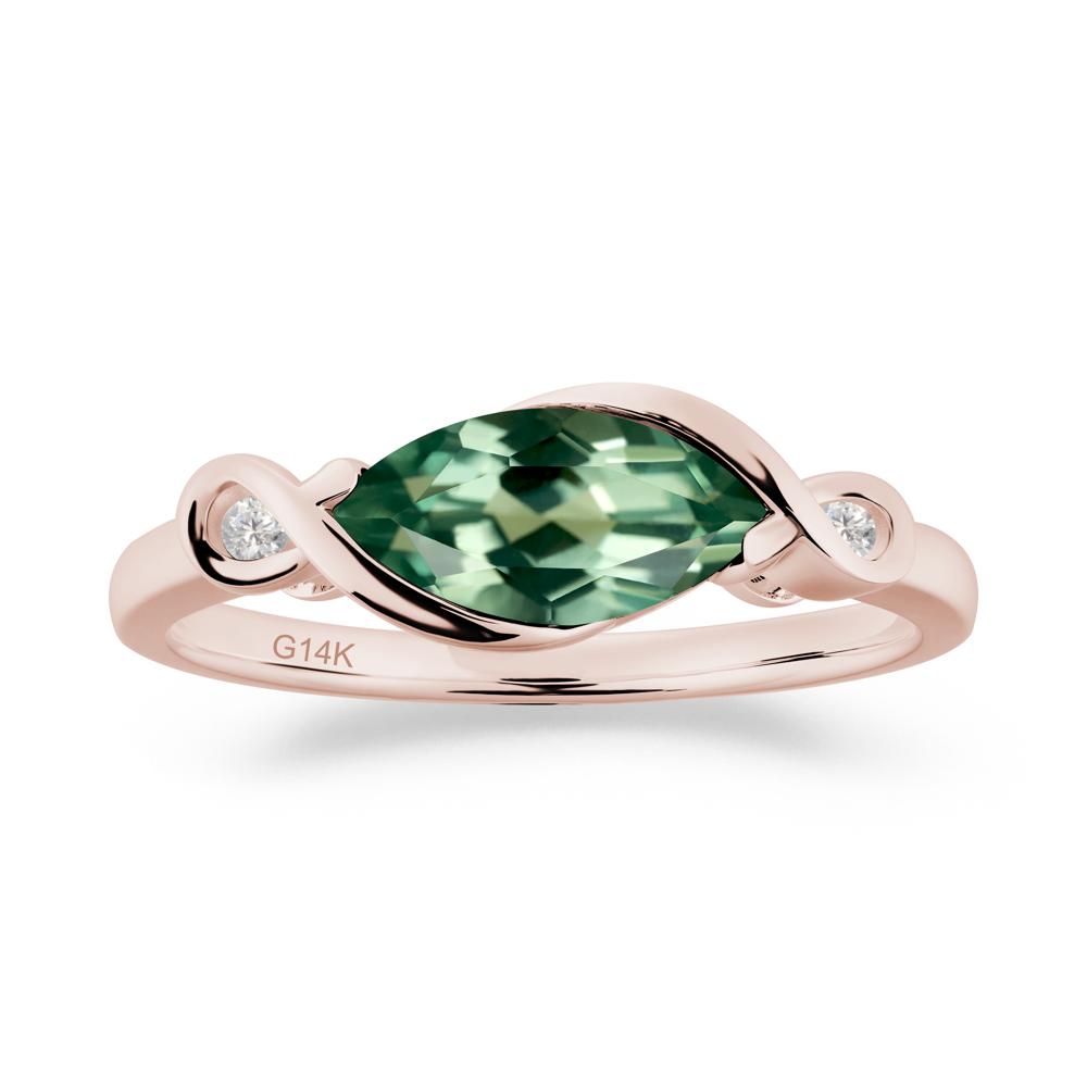 Teardrop Green Sapphire Infinity Knot Ring - LUO Jewelry #metal_14k rose gold