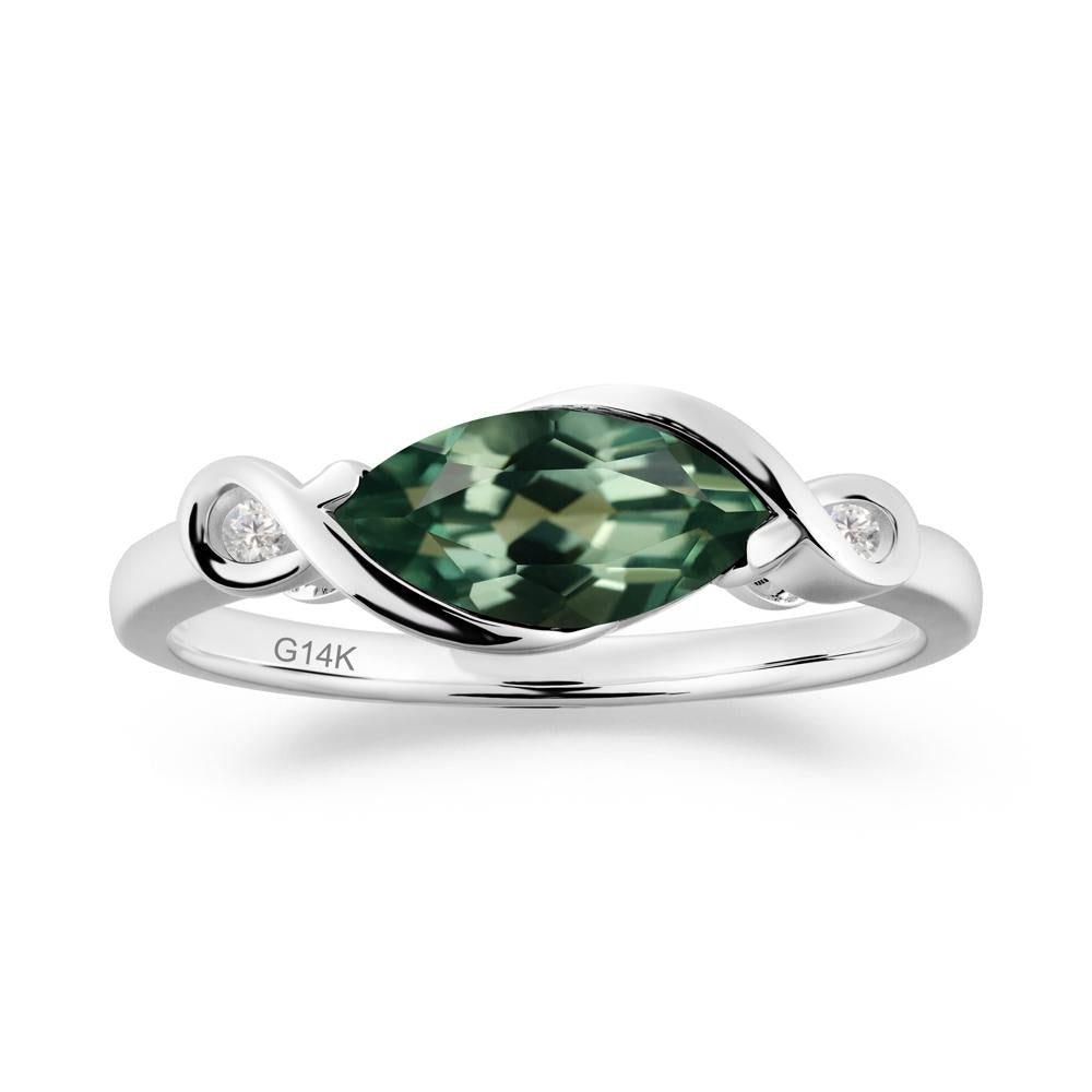 Teardrop Green Sapphire Infinity Knot Ring - LUO Jewelry #metal_14k white gold