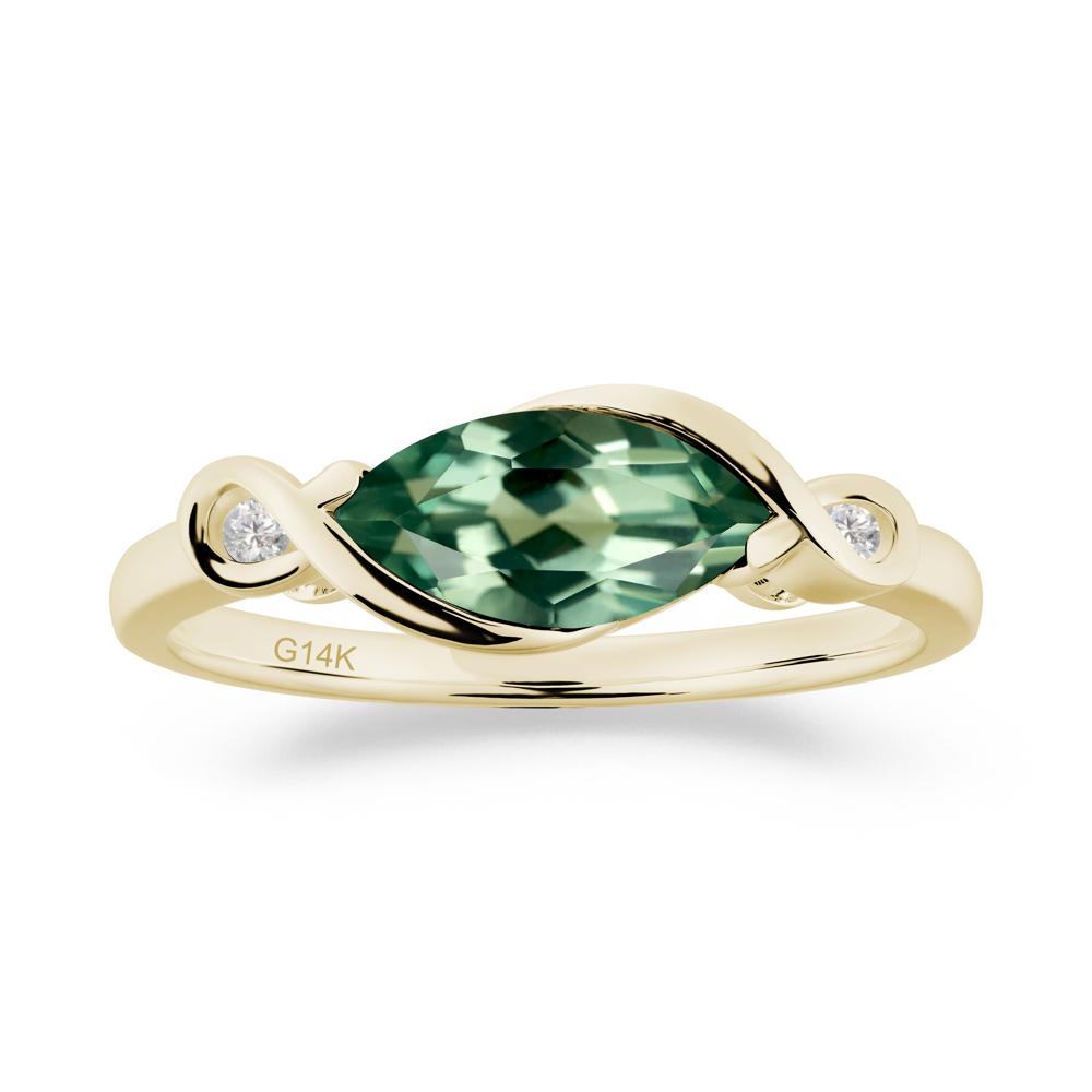 Teardrop Green Sapphire Infinity Knot Ring - LUO Jewelry #metal_14k yellow gold