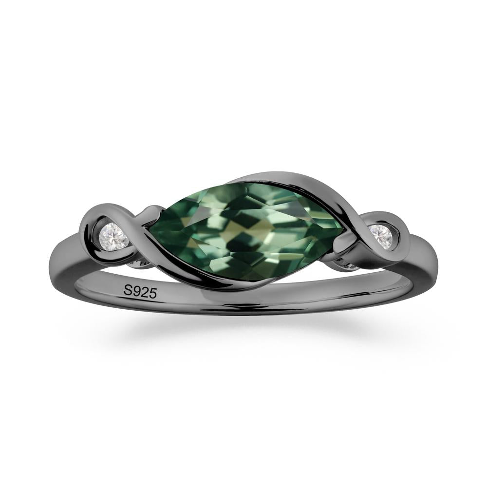 Teardrop Green Sapphire Infinity Knot Ring - LUO Jewelry #metal_black finish sterling silver
