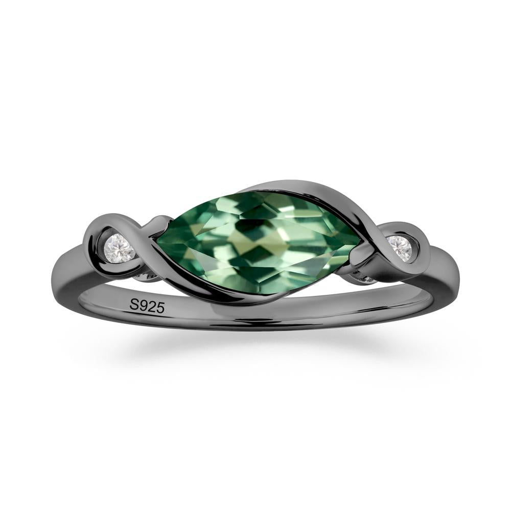 Teardrop Green Sapphire Infinity Knot Ring - LUO Jewelry #metal_black finish sterling silver