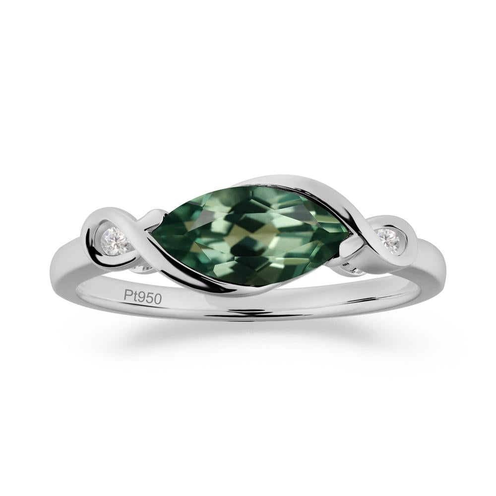 Teardrop Green Sapphire Infinity Knot Ring - LUO Jewelry #metal_platinum