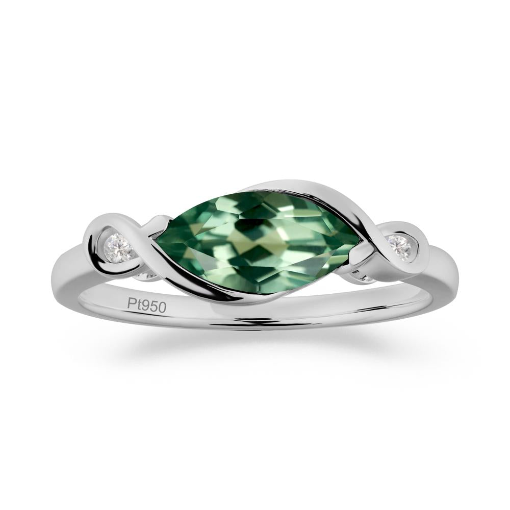 Teardrop Green Sapphire Infinity Knot Ring - LUO Jewelry #metal_platinum