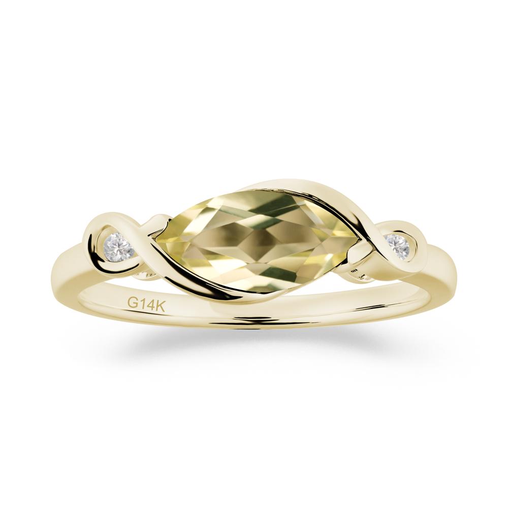 Teardrop Lemon Quartz Infinity Knot Ring - LUO Jewelry #metal_14k yellow gold