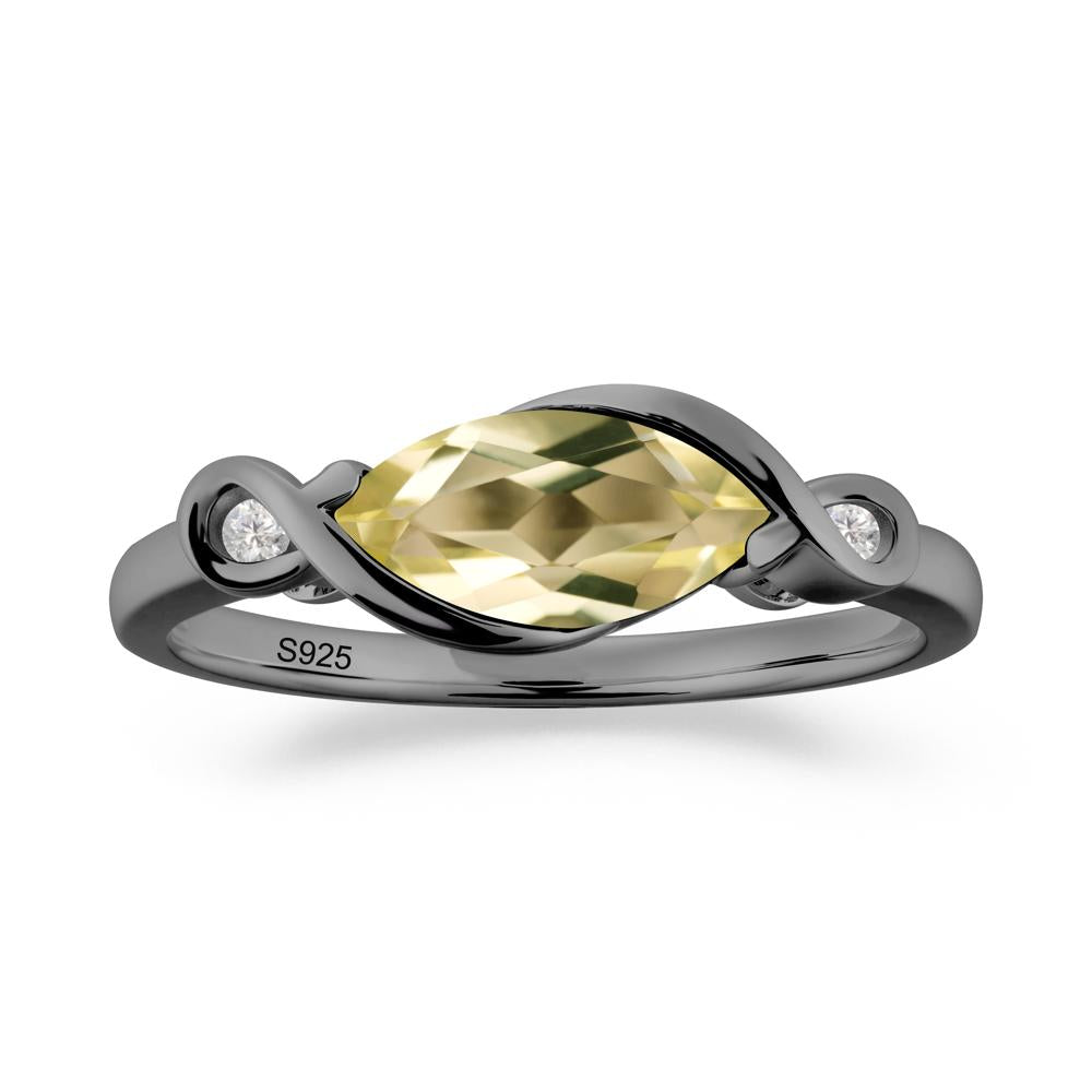 Teardrop Lemon Quartz Infinity Knot Ring - LUO Jewelry #metal_black finish sterling silver