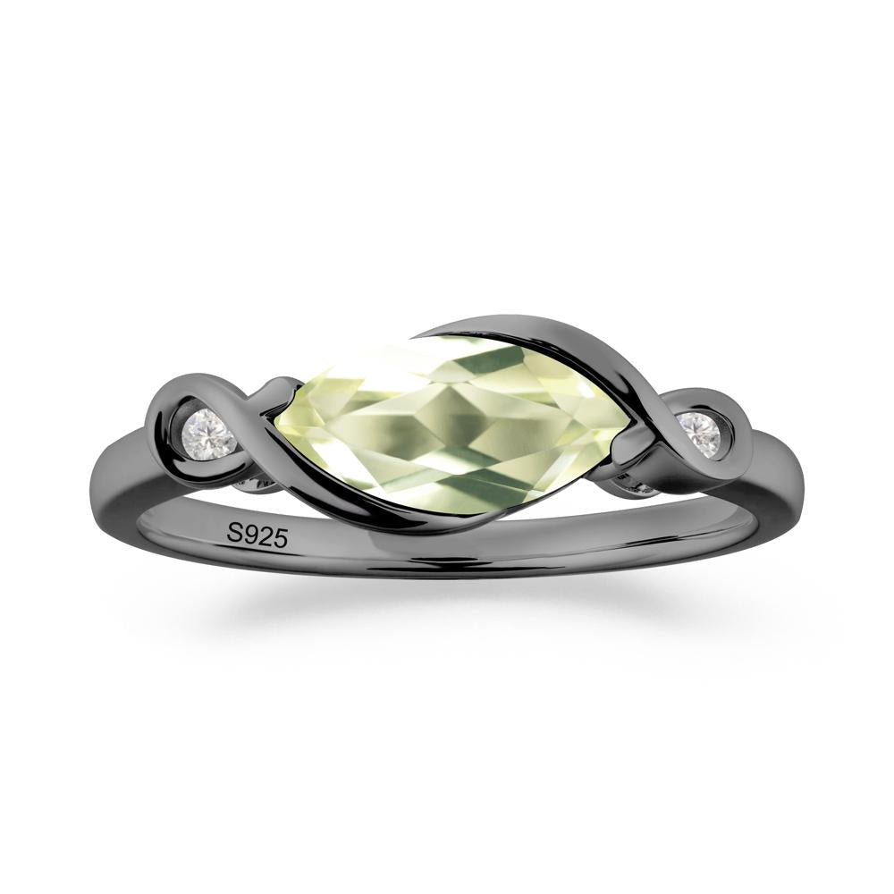 Teardrop Lemon Quartz Infinity Knot Ring - LUO Jewelry #metal_black finish sterling silver