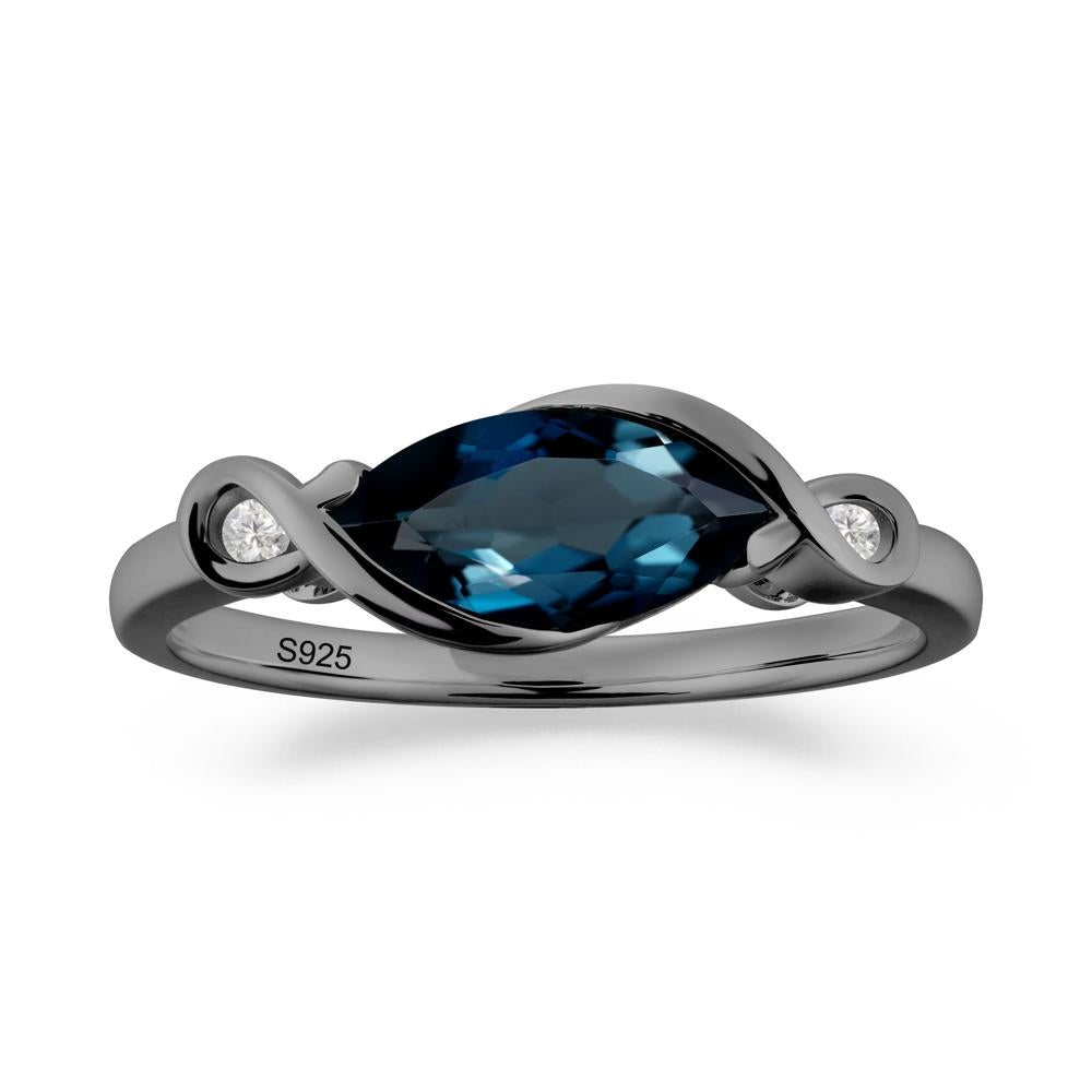 Teardrop London Blue Topaz Infinity Knot Ring - LUO Jewelry #metal_black finish sterling silver