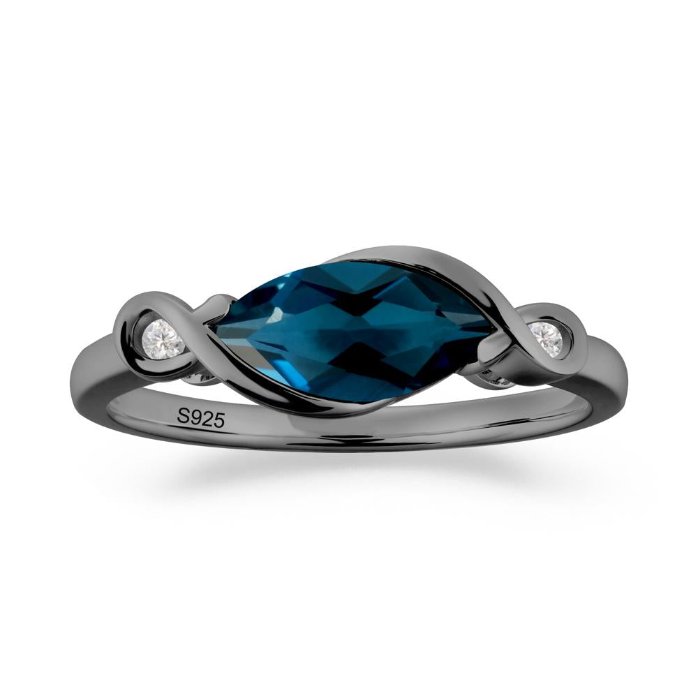 Teardrop London Blue Topaz Infinity Knot Ring - LUO Jewelry #metal_black finish sterling silver