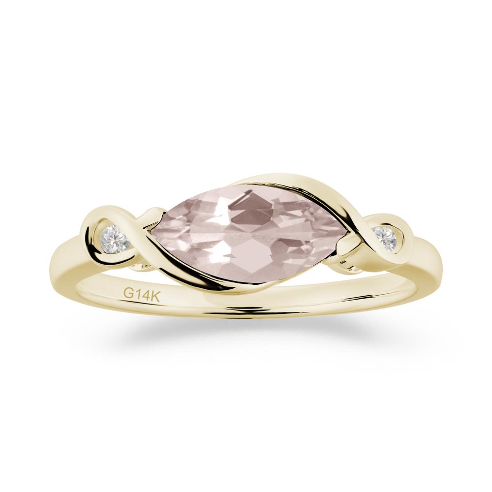 Teardrop Morganite Pave Bow Ring - LUO Jewelry #metal_14k yellow gold