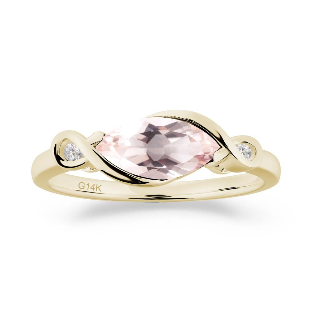 Teardrop Morganite Pave Bow Ring - LUO Jewelry #metal_14k yellow gold