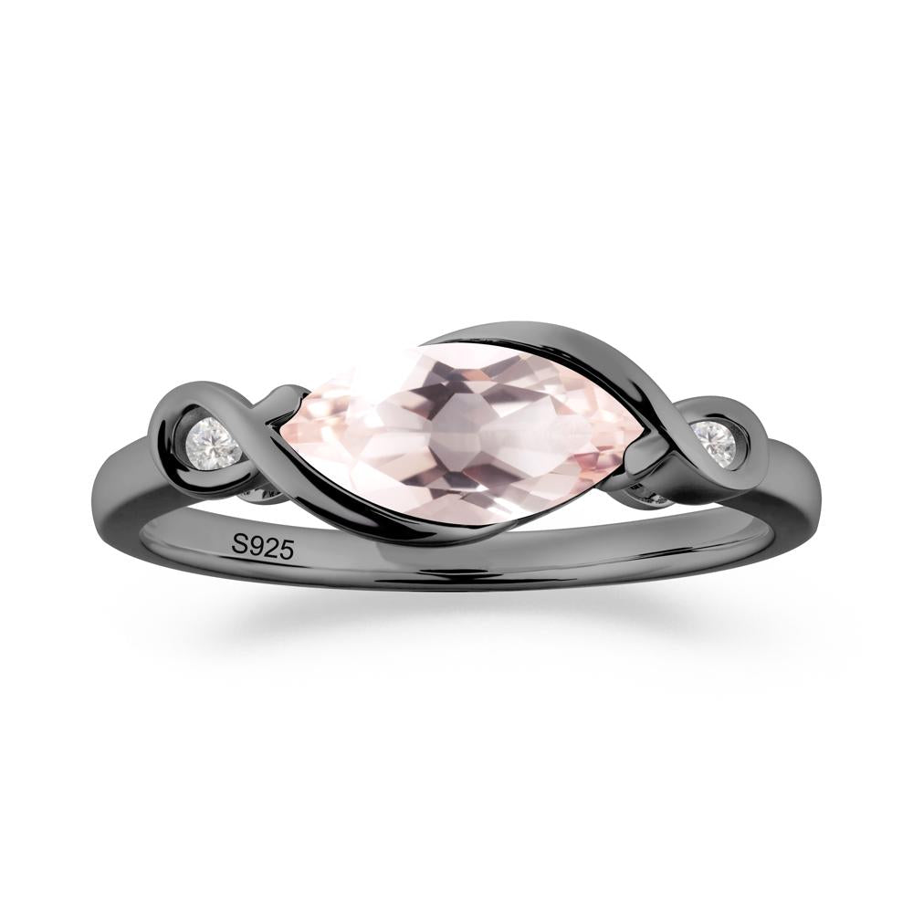 Teardrop Morganite Pave Bow Ring - LUO Jewelry #metal_black finish sterling silver