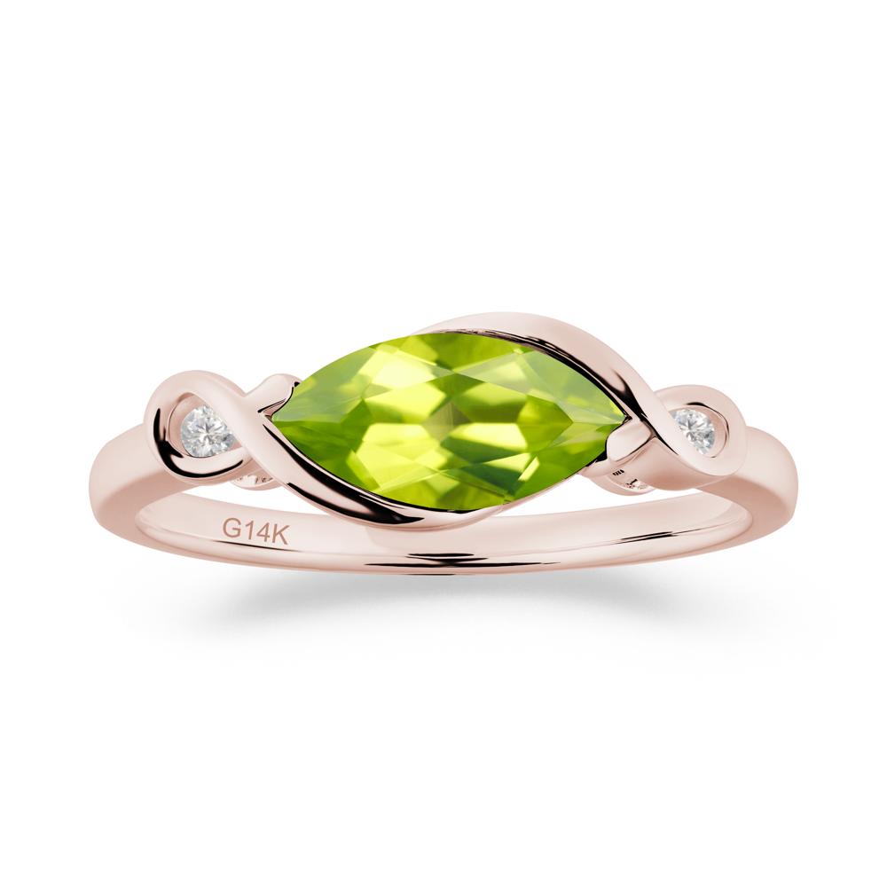 Teardrop Peridot Pave Bow Ring - LUO Jewelry #metal_14k rose gold