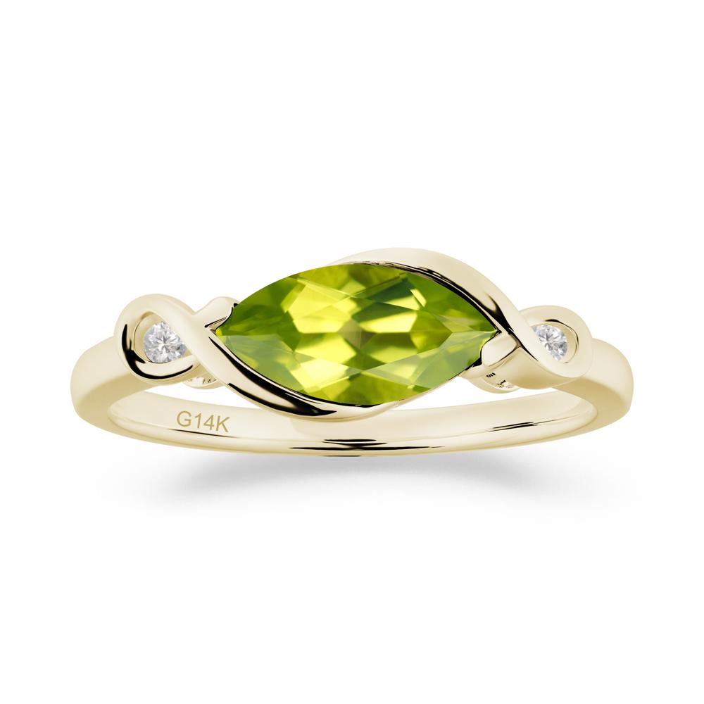 Teardrop Peridot Pave Bow Ring - LUO Jewelry #metal_14k yellow gold