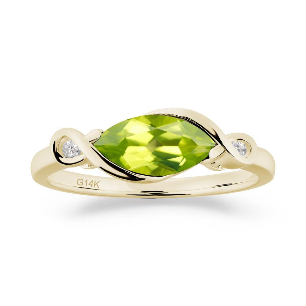 Teardrop Peridot Pave Bow Ring - LUO Jewelry #metal_14k yellow gold