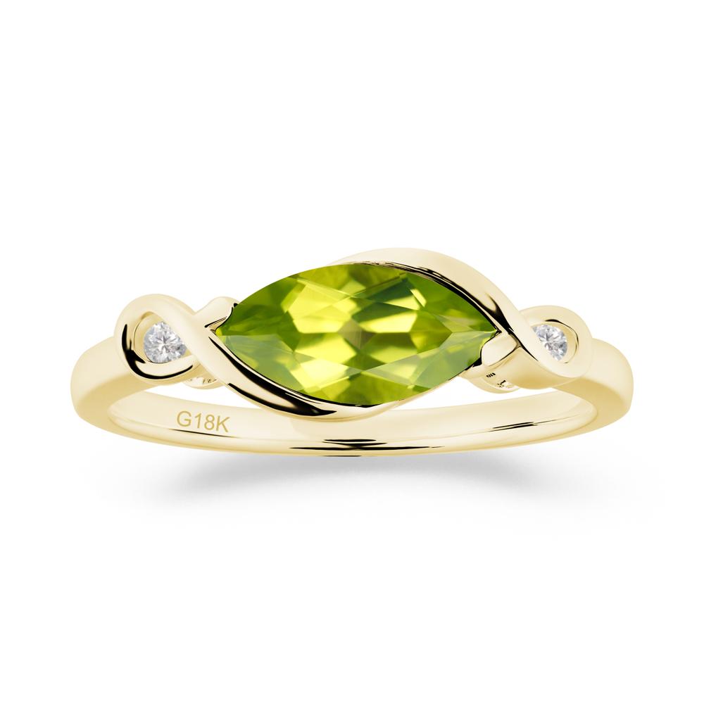 Teardrop Peridot Pave Bow Ring - LUO Jewelry #metal_18k yellow gold