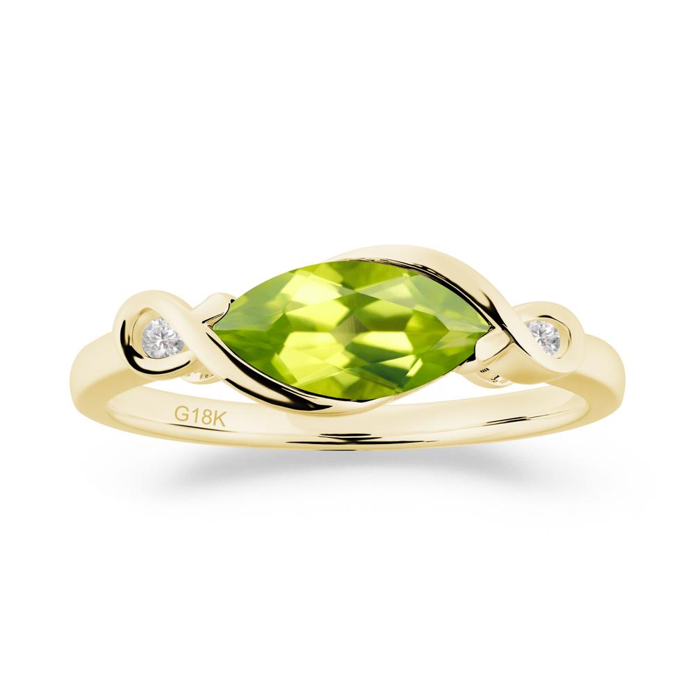 Teardrop Peridot Pave Bow Ring - LUO Jewelry #metal_18k yellow gold