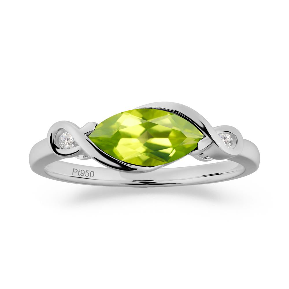 Teardrop Peridot Pave Bow Ring - LUO Jewelry #metal_platinum