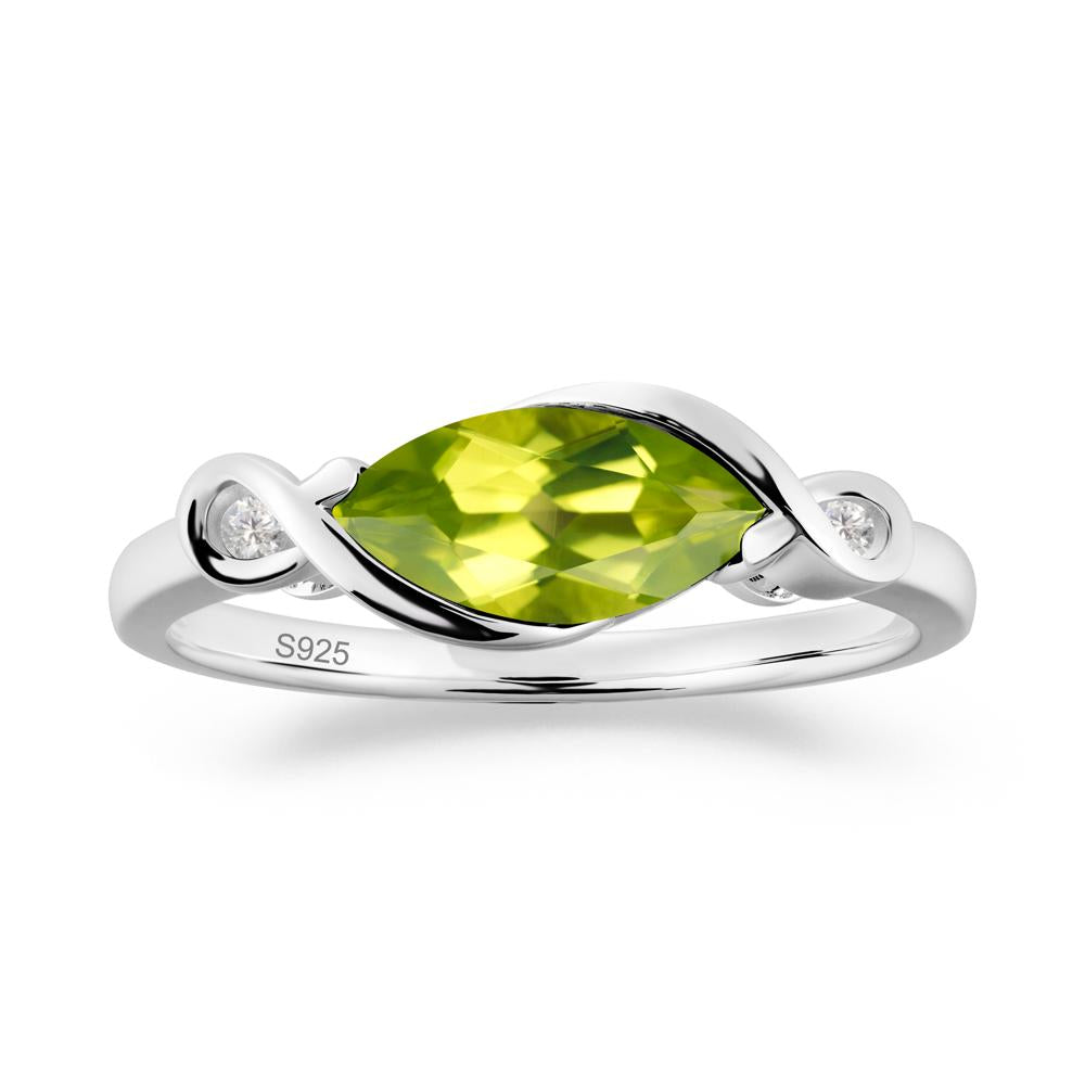 Teardrop Peridot Pave Bow Ring - LUO Jewelry #metal_sterling silver