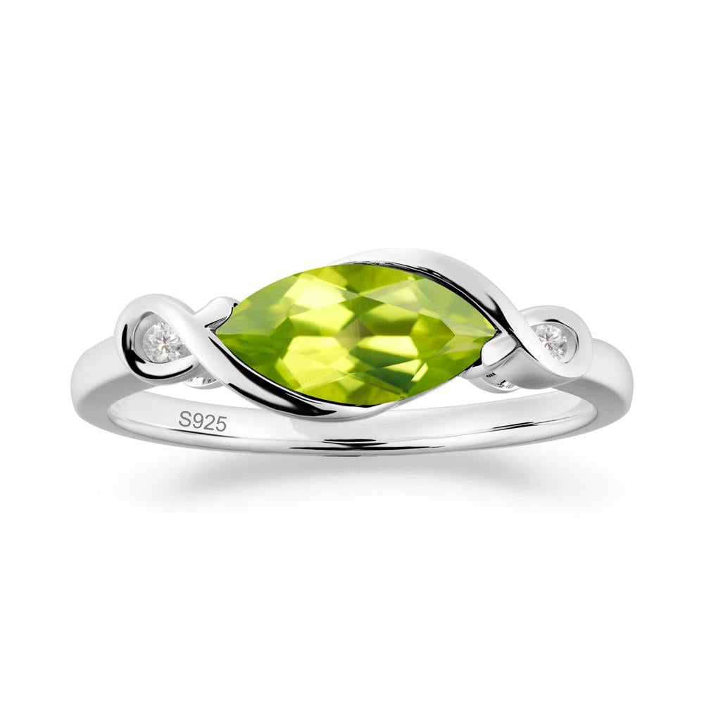 Teardrop Peridot Pave Bow Ring - LUO Jewelry #metal_sterling silver
