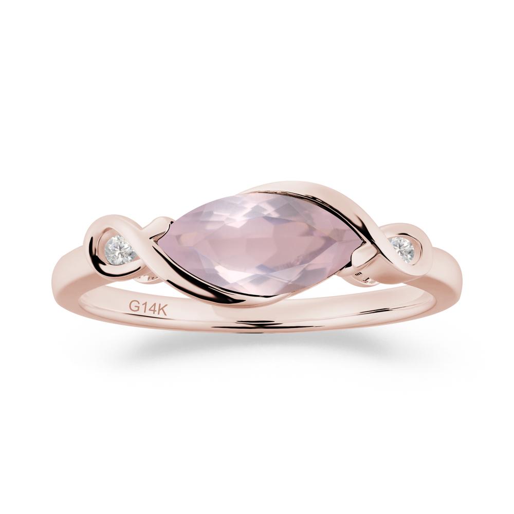 Teardrop Rose Quartz Infinity Knot Ring - LUO Jewelry #metal_14k rose gold