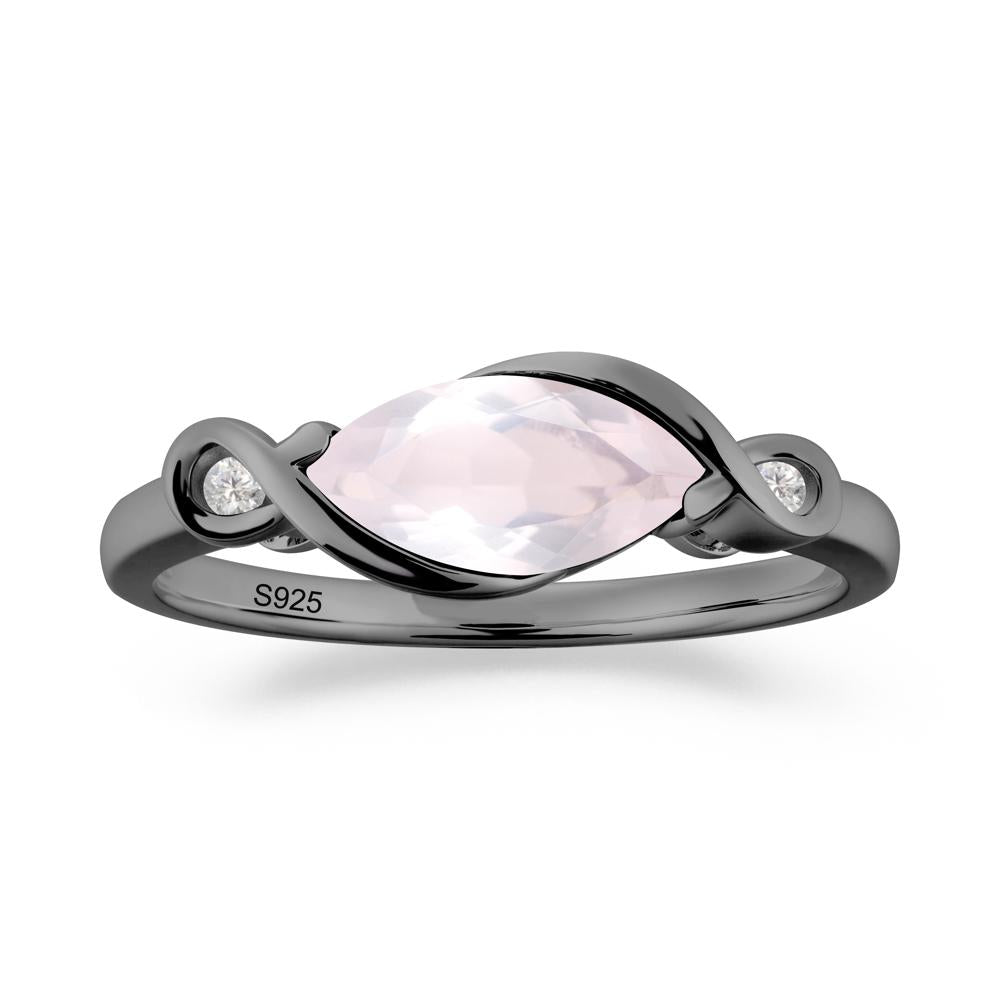 Teardrop Rose Quartz Infinity Knot Ring - LUO Jewelry #metal_black finish sterling silver