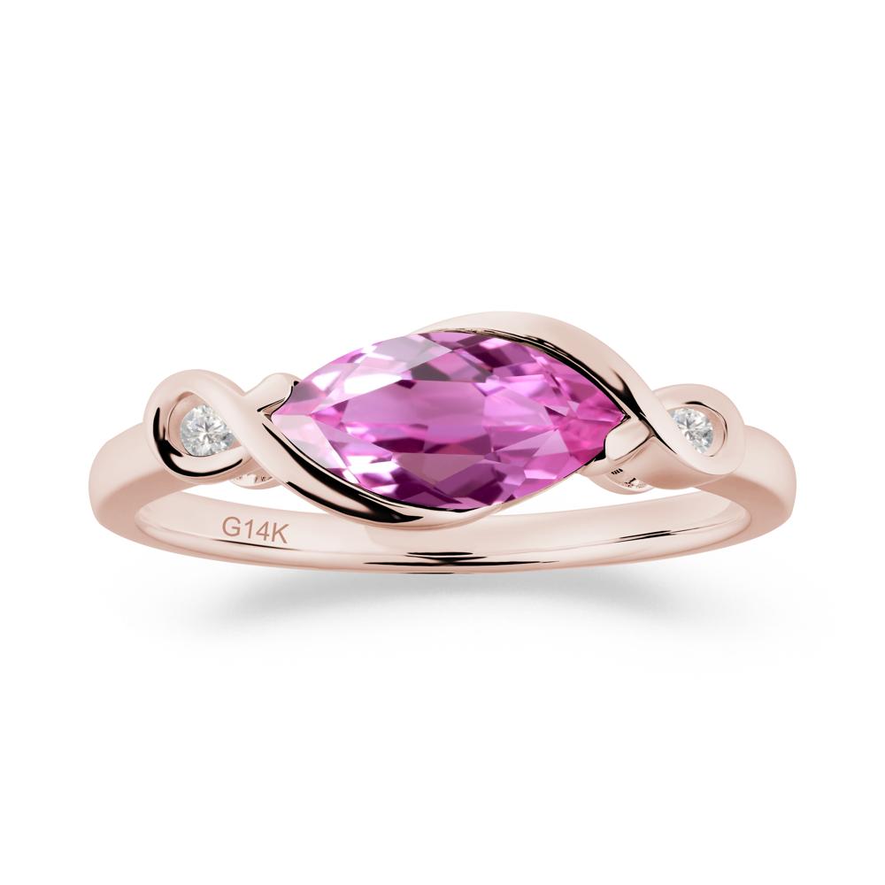 Teardrop Pink Sapphire Pave Bow Ring - LUO Jewelry #metal_14k rose gold
