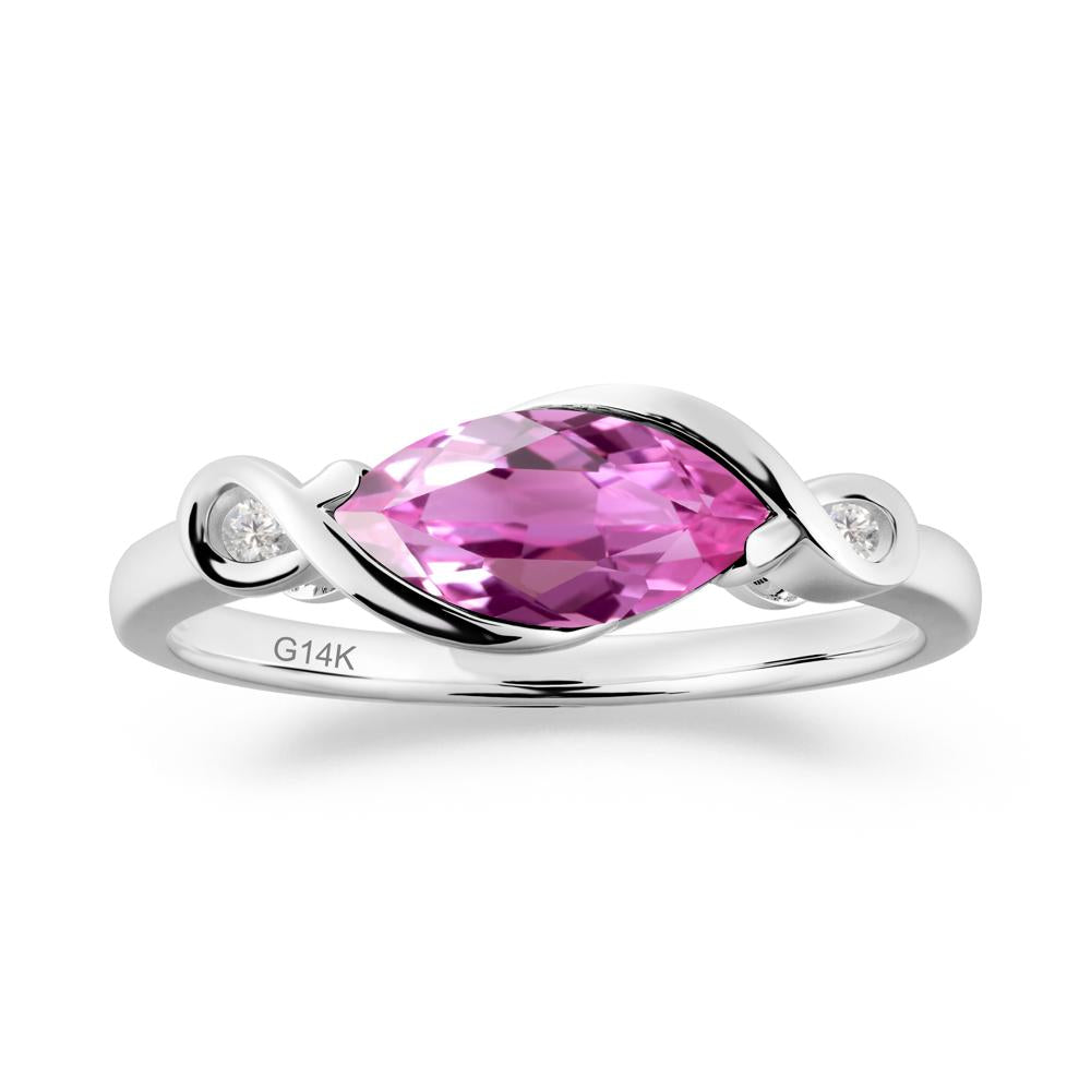 Teardrop Pink Sapphire Pave Bow Ring - LUO Jewelry #metal_14k white gold