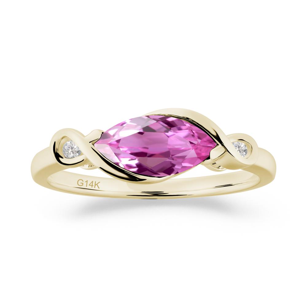 Teardrop Pink Sapphire Pave Bow Ring - LUO Jewelry #metal_14k yellow gold
