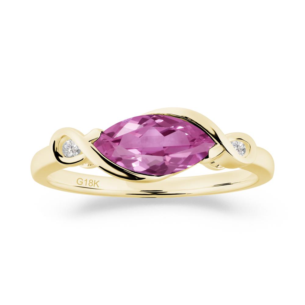 Teardrop Pink Sapphire Pave Bow Ring - LUO Jewelry #metal_18k yellow gold