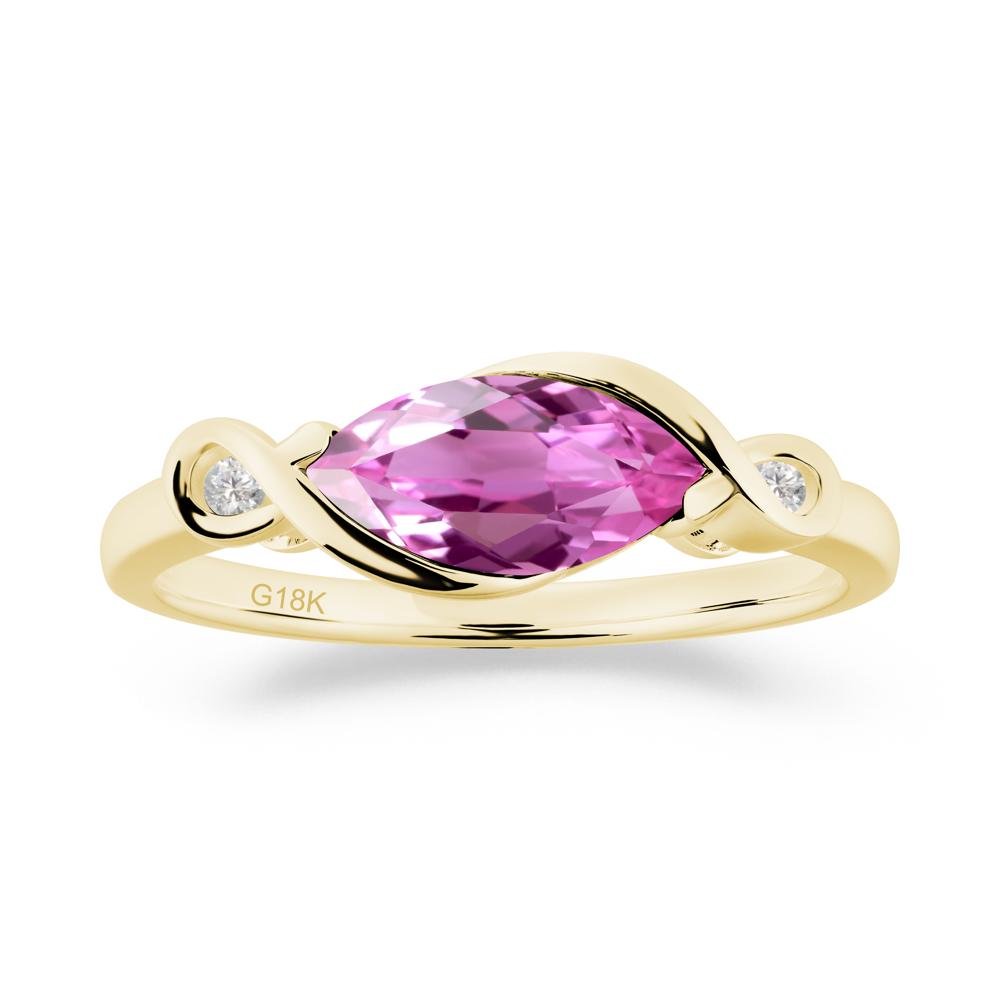Teardrop Pink Sapphire Pave Bow Ring - LUO Jewelry #metal_18k yellow gold