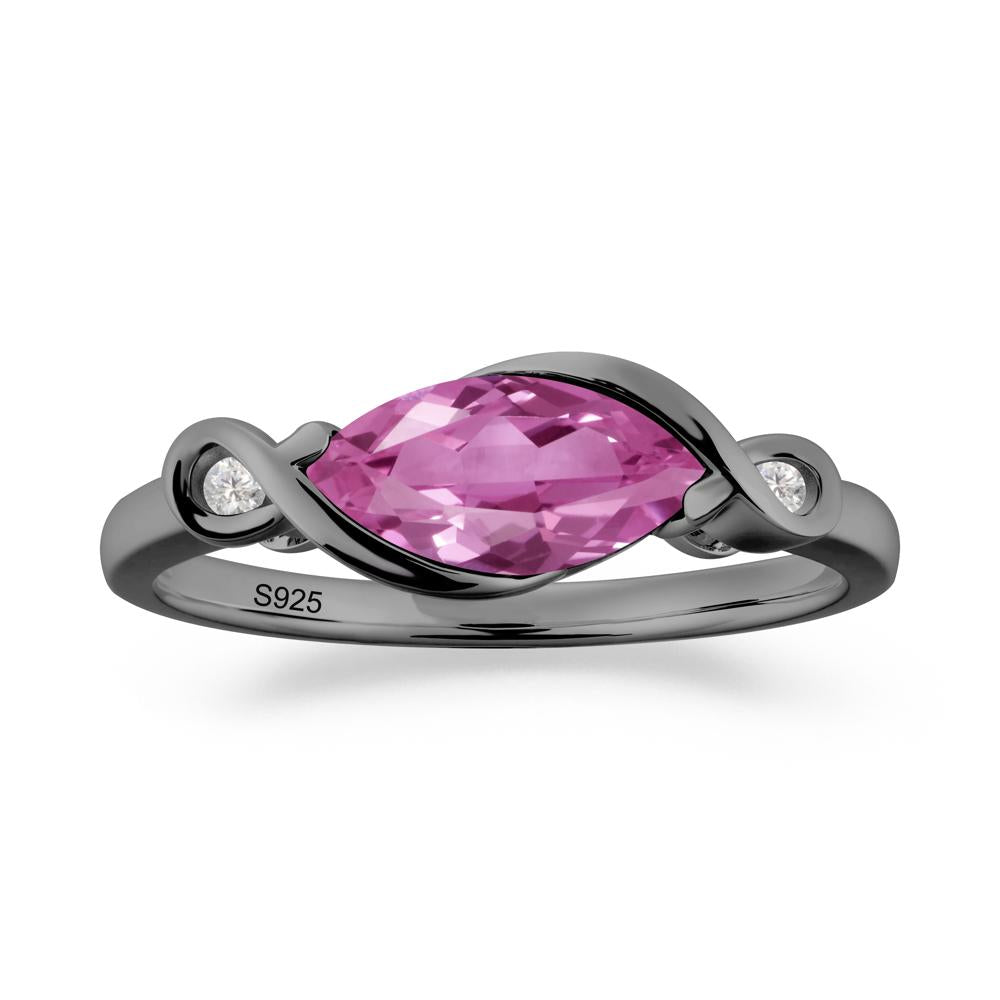 Teardrop Pink Sapphire Pave Bow Ring - LUO Jewelry #metal_black finish sterling silver