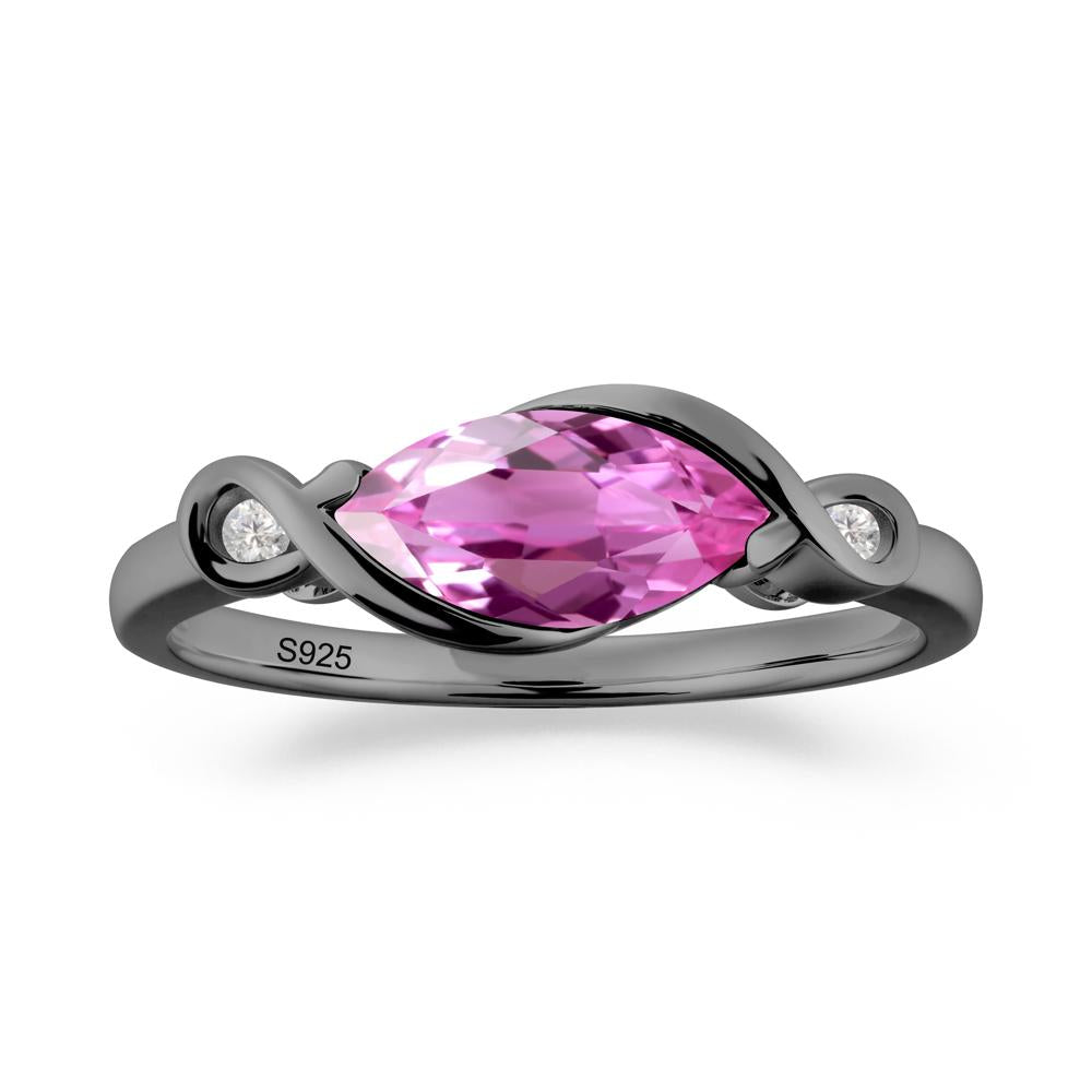 Teardrop Pink Sapphire Pave Bow Ring - LUO Jewelry #metal_black finish sterling silver